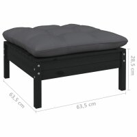 vidaXL 11-tlg. Garten-Lounge-Set mit Kissen Schwarz Kiefer Massivholz