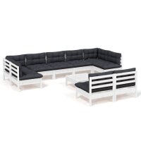 vidaXL 10-tlg. Garten-Lounge-Set mit Kissen Weiß...