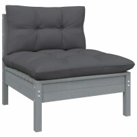 vidaXL 11-tlg. Garten-Lounge-Set mit Kissen Grau Kiefer Massivholz