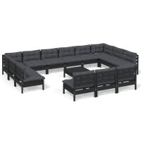 vidaXL 14-tlg. Garten-Lounge-Set mit Kissen Schwarz...