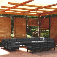 vidaXL 14-tlg. Garten-Lounge-Set mit Kissen Schwarz...