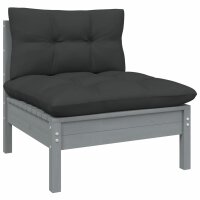 vidaXL 11-tlg. Garten-Lounge-Set mit Kissen Grau Kiefer Massivholz