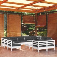 vidaXL 12-tlg. Garten-Lounge-Set mit Kissen Weiß...