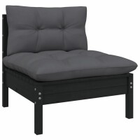 vidaXL 14-tlg. Garten-Lounge-Set mit Kissen Schwarz Kiefernholz