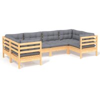 vidaXL 6-tlg. Garten-Lounge-Set mit Grauen Kissen...