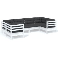 vidaXL 6-tlg. Garten-Lounge-Set mit Kissen Weiß...