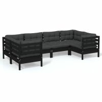 vidaXL 6-tlg. Garten-Lounge-Set mit Kissen Schwarz...