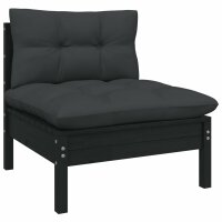 vidaXL 7-tlg. Garten-Lounge-Set mit Kissen Schwarz Kiefernholz