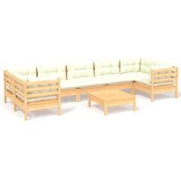 vidaXL 8-tlg. Garten-Lounge-Set mit Creme Kissen Kiefernholz