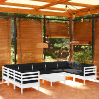 vidaXL 10-tlg. Garten-Lounge-Set mit Kissen Weiß...