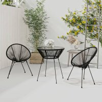 vidaXL 3-tlg. Garten-Essgruppe PVC Rattan Schwarz