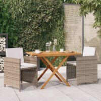 vidaXL 3-tlg. Garten-Essgruppe mit Kissen Beige