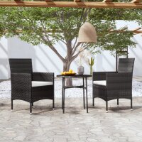 vidaXL 3-tlg. Garten-Essgruppe Poly Rattan Schwarz