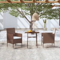 vidaXL 3-tlg. Garten-Essgruppe Poly Rattan Braun