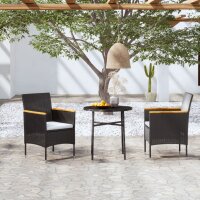 vidaXL 3-tlg. Garten-Essgruppe Poly Rattan Schwarz