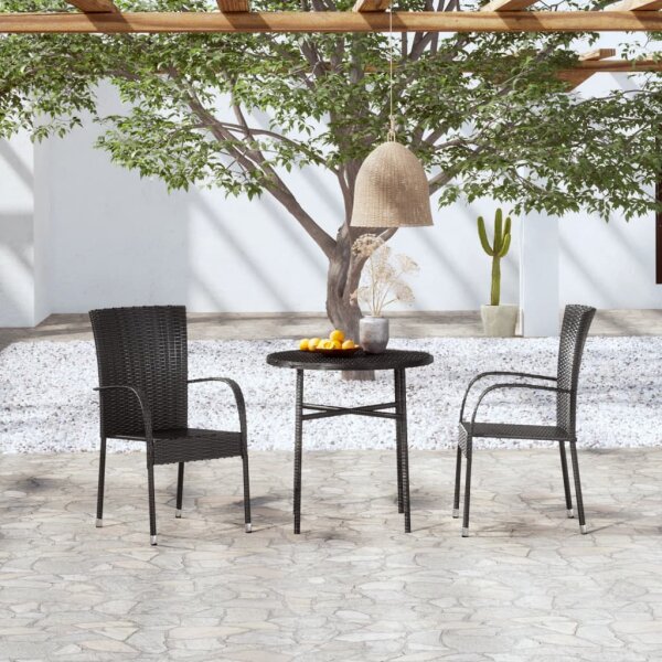 vidaXL 3-tlg. Garten-Essgruppe Poly Rattan Schwarz