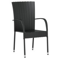 vidaXL 3-tlg. Garten-Essgruppe Poly Rattan Schwarz