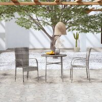 vidaXL 3-tlg. Garten-Essgruppe Poly Rattan Grau