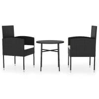 vidaXL 3-tlg. Garten-Essgruppe Poly Rattan Schwarz