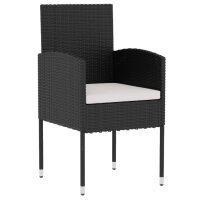 vidaXL 3-tlg. Garten-Essgruppe Poly Rattan Schwarz