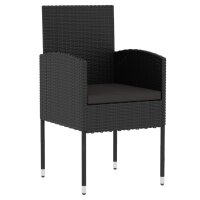 vidaXL 3-tlg. Garten-Essgruppe Poly Rattan Schwarz