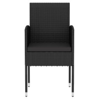 vidaXL 3-tlg. Garten-Essgruppe Poly Rattan Schwarz