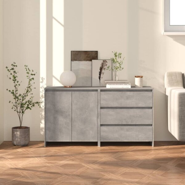 vidaXL 2-tlg. Sideboard Betongrau Holzwerkstoff