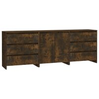 vidaXL 3-tlg. Sideboard Räuchereiche Holzwerkstoff