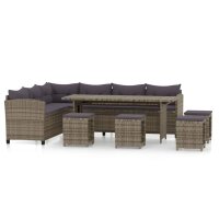 vidaXL 6-tlg. Garten-Lounge-Set mit Kissen Poly Rattan Grau