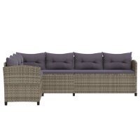 vidaXL 7-tlg. Garten-Lounge-Set mit Auflagen Poly Rattan Grau