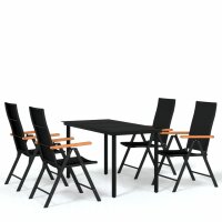 vidaXL 5-tlg. Garten-Essgruppe Schwarz