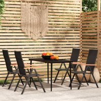 vidaXL 5-tlg. Garten-Essgruppe Schwarz