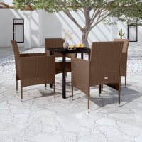 vidaXL 5-tlg. Garten-Essgruppe mit Kissen Braun und Schwarz