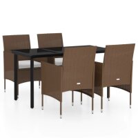 vidaXL 5-tlg. Garten-Essgruppe mit Kissen Braun und Schwarz