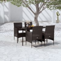 vidaXL 5-tlg. Garten-Essgruppe mit Kissen Schwarz