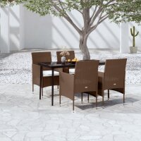vidaXL 5-tlg. Garten-Essgruppe mit Kissen Braun und Schwarz