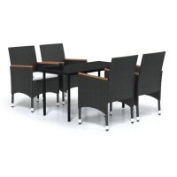 vidaXL 5-tlg. Garten-Essgruppe mit Kissen Schwarz