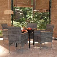vidaXL 5-tlg. Garten-Essgruppe mit Kissen Grau und Schwarz