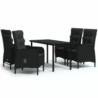 vidaXL 5-tlg. Garten-Essgruppe mit Kissen Schwarz