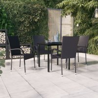 vidaXL 5-tlg. Garten-Essgruppe Schwarz