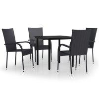 vidaXL 5-tlg. Garten-Essgruppe Schwarz