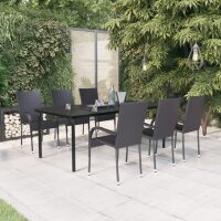 vidaXL 7-tlg. Garten-Essgruppe Schwarz