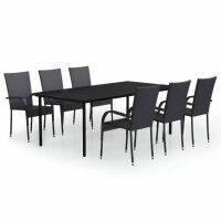 vidaXL 7-tlg. Garten-Essgruppe Schwarz