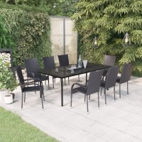 vidaXL 9-tlg. Garten-Essgruppe Schwarz