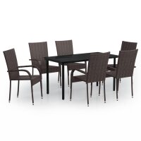 vidaXL 7-tlg. Garten-Essgruppe Braun und Schwarz