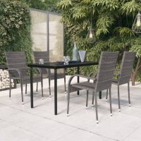vidaXL 5-tlg. Garten-Essgruppe Grau und Schwarz