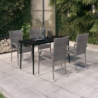 vidaXL 5-tlg. Garten-Essgruppe Grau und Schwarz