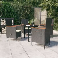 vidaXL 5-tlg. Garten-Essgruppe mit Kissen Schwarz