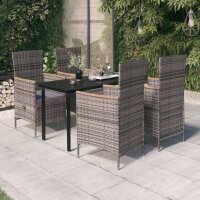 vidaXL 5-tlg. Garten-Essgruppe mit Kissen Grau