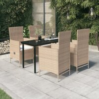 vidaXL 5-tlg. Garten-Essgruppe mit Kissen Beige